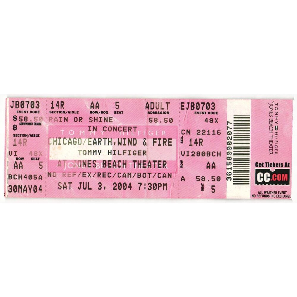 Vintage 2004 Chicago Earth Wind Fire Complete Concert Ticket Stub Wantagh NY